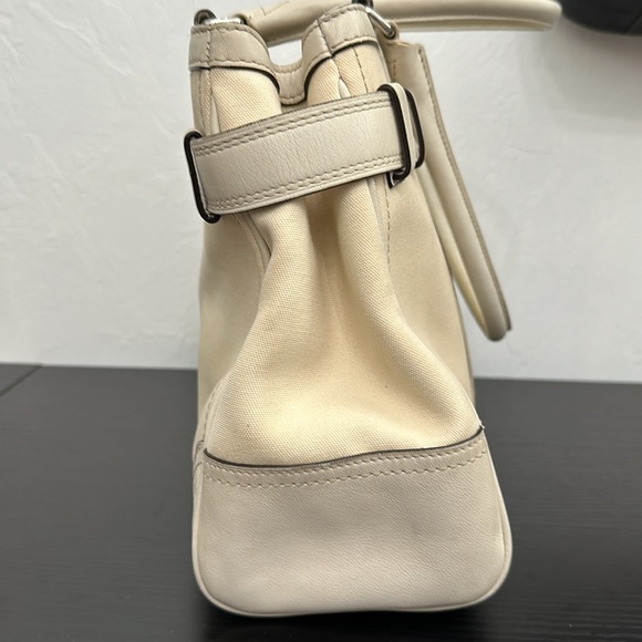 Coach F11682 Hampton Ivory Canvas Leather Stripe Satchel Carryall Tote Handbag - Picture 5 of 14